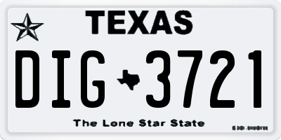 TX license plate DIG3721