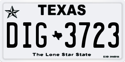 TX license plate DIG3723