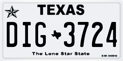 TX license plate DIG3724