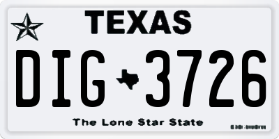 TX license plate DIG3726