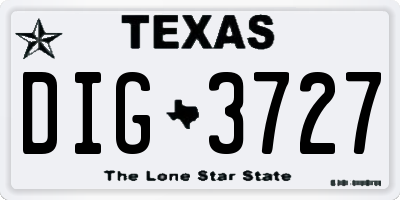 TX license plate DIG3727