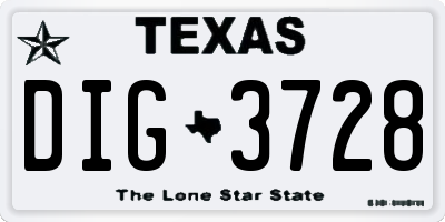 TX license plate DIG3728