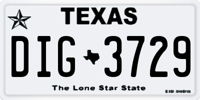 TX license plate DIG3729