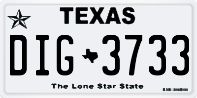 TX license plate DIG3733