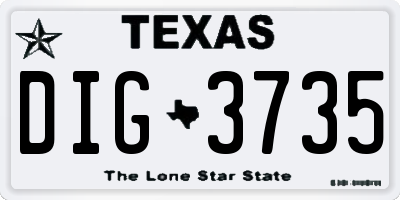 TX license plate DIG3735