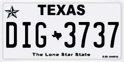 TX license plate DIG3737