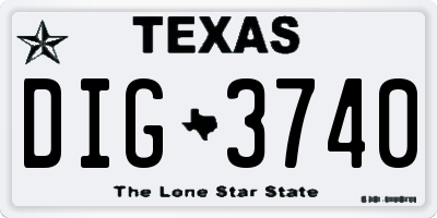 TX license plate DIG3740
