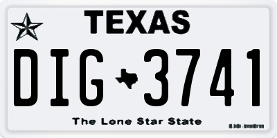 TX license plate DIG3741