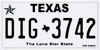 TX license plate DIG3742