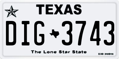 TX license plate DIG3743