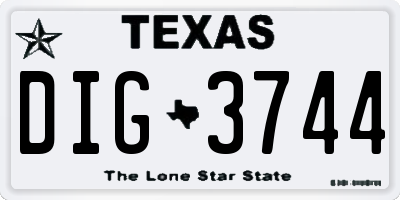 TX license plate DIG3744