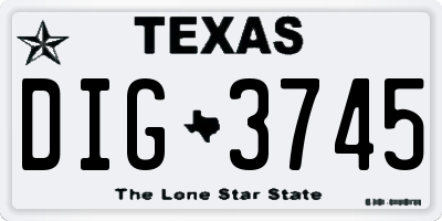 TX license plate DIG3745