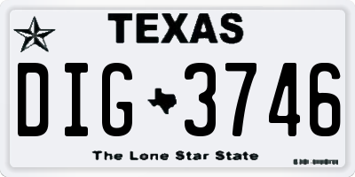 TX license plate DIG3746