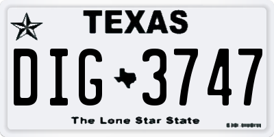 TX license plate DIG3747