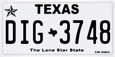 TX license plate DIG3748