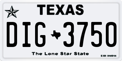 TX license plate DIG3750