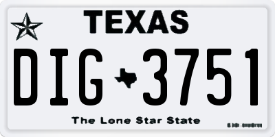 TX license plate DIG3751