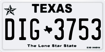 TX license plate DIG3753