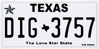 TX license plate DIG3757