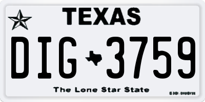 TX license plate DIG3759