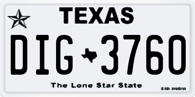 TX license plate DIG3760