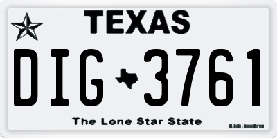 TX license plate DIG3761