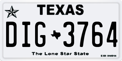 TX license plate DIG3764