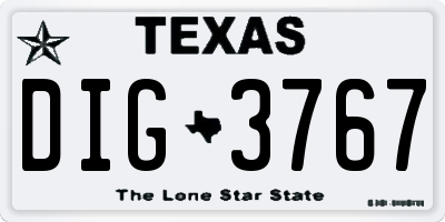 TX license plate DIG3767