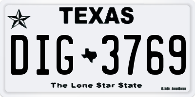 TX license plate DIG3769