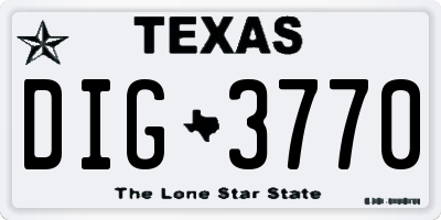 TX license plate DIG3770