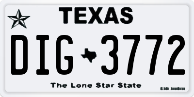 TX license plate DIG3772
