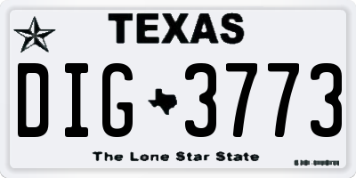 TX license plate DIG3773