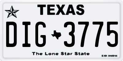 TX license plate DIG3775