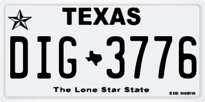 TX license plate DIG3776