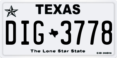 TX license plate DIG3778