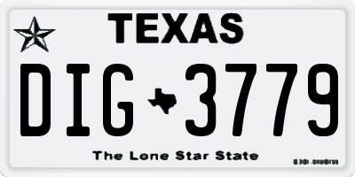 TX license plate DIG3779