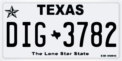 TX license plate DIG3782