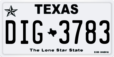 TX license plate DIG3783
