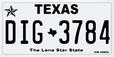 TX license plate DIG3784