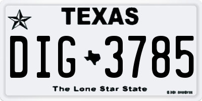 TX license plate DIG3785