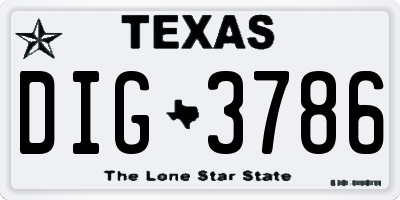 TX license plate DIG3786