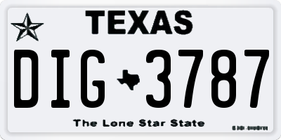 TX license plate DIG3787