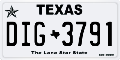 TX license plate DIG3791