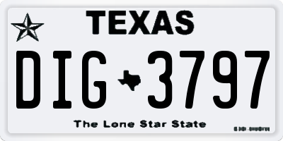 TX license plate DIG3797