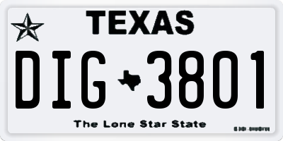 TX license plate DIG3801