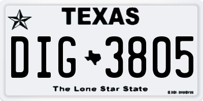TX license plate DIG3805
