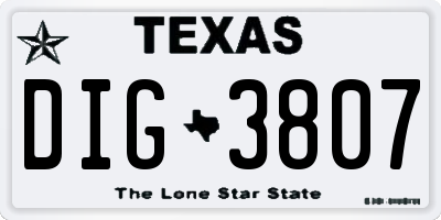 TX license plate DIG3807