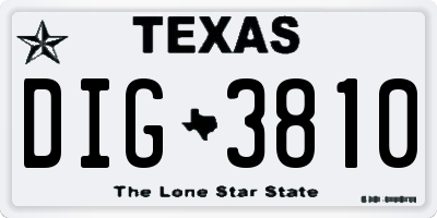 TX license plate DIG3810