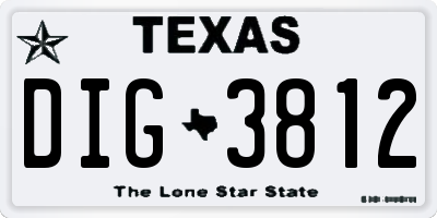 TX license plate DIG3812
