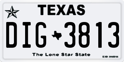 TX license plate DIG3813